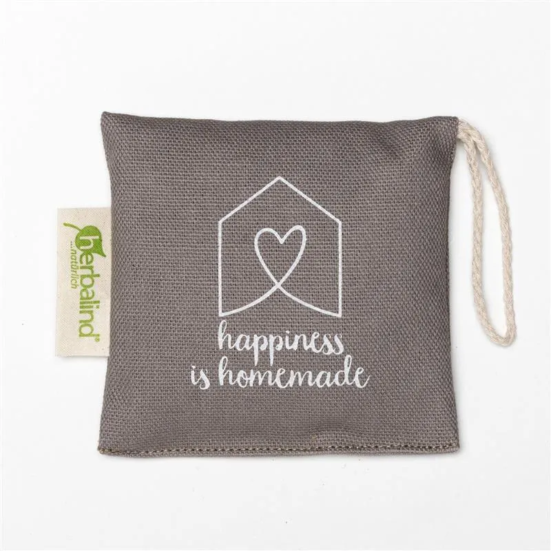 Duftsachet 10x10cm Minze, "happiness is homemade", Taupe