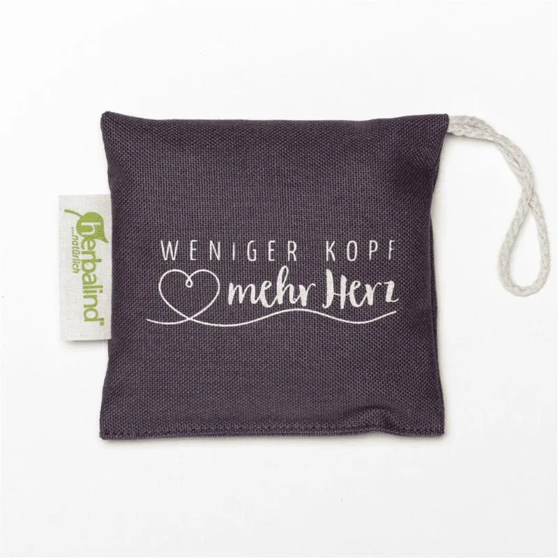 Duftsachet 10x10cm Lavendel, "Weniger Kopf mehr Herz", Anthrazit