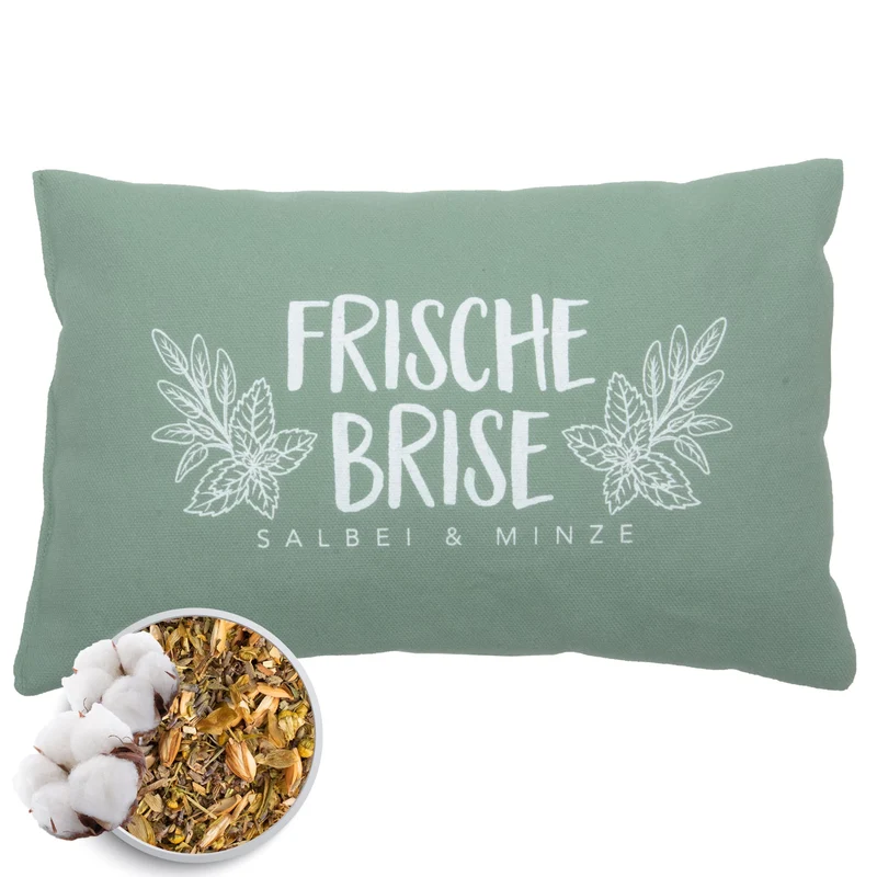 Kräuterkissen 20x30cm, "Frische Brise - Salbei & Minze", Lindgrün
