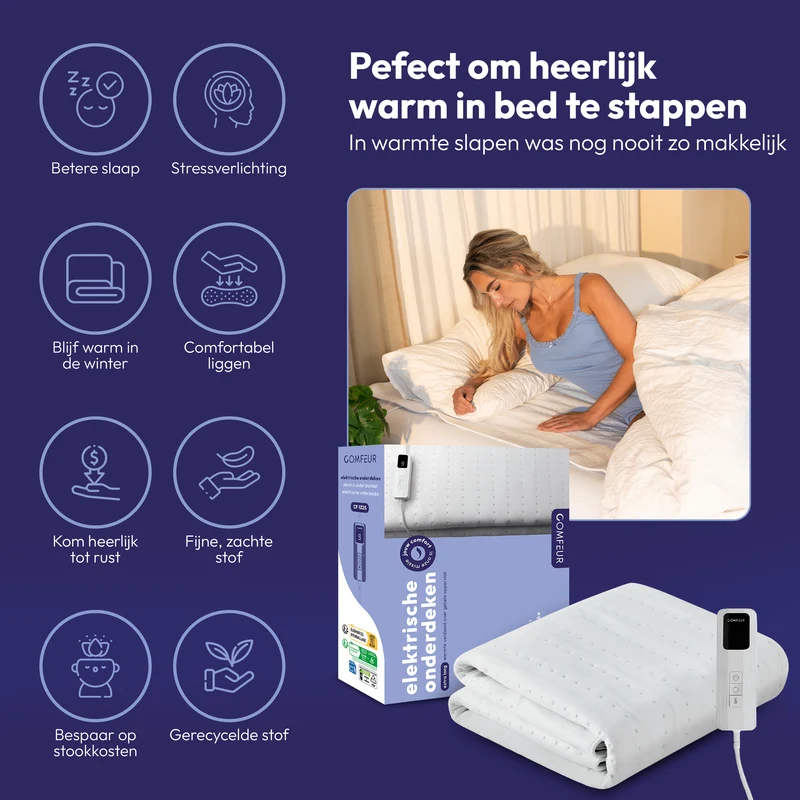 Comfeur elektrische deken extra lang - 190x80 cm
