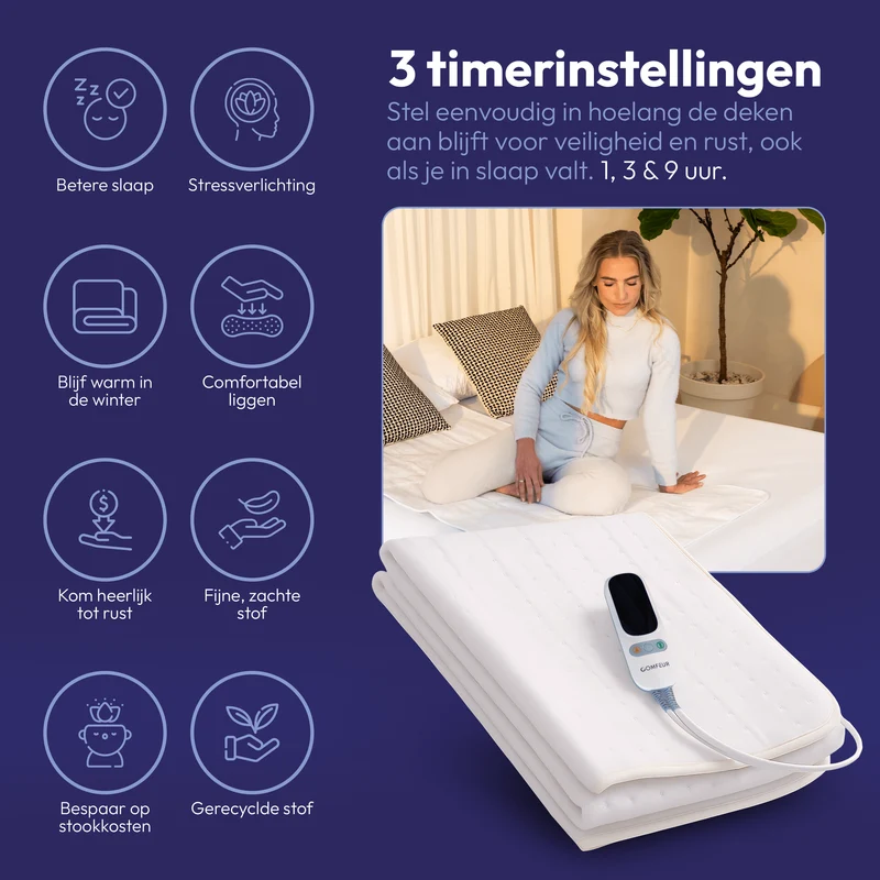 Comfeur elektrische deken - Aparte voetenzone - 190x90 cm