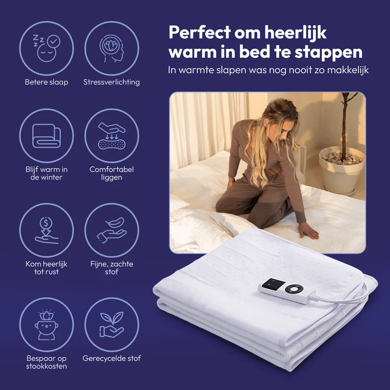 Comfeur elektrische onderdeken met preheat functie – 190x80 cm