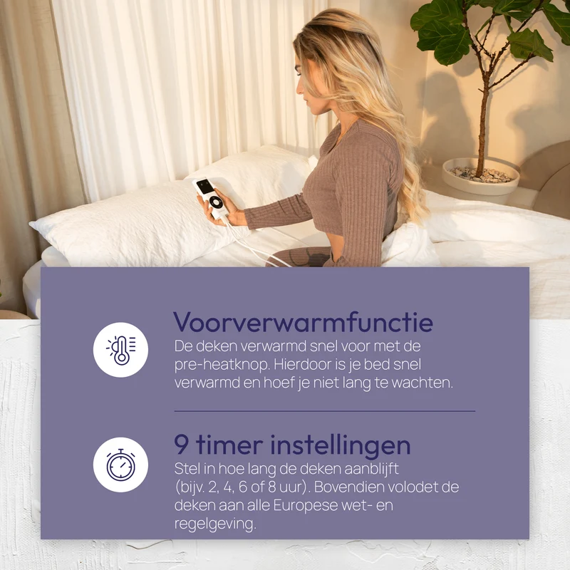 Comfeur elektrische onderdeken met preheat functie – 190x80 cm