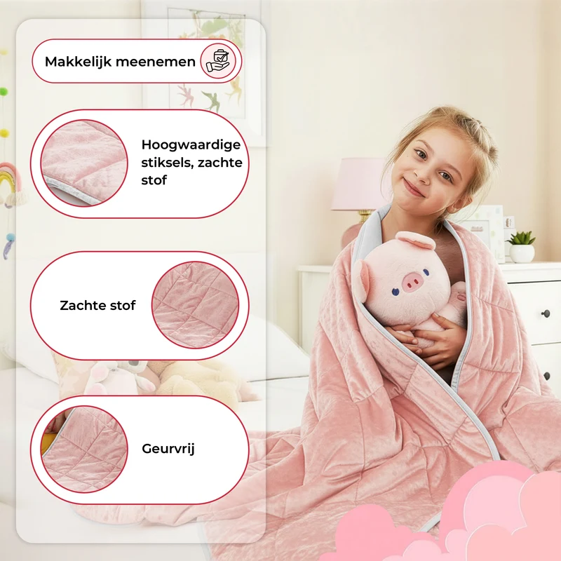 Verzwaringdekens Kind | Roze/Crème