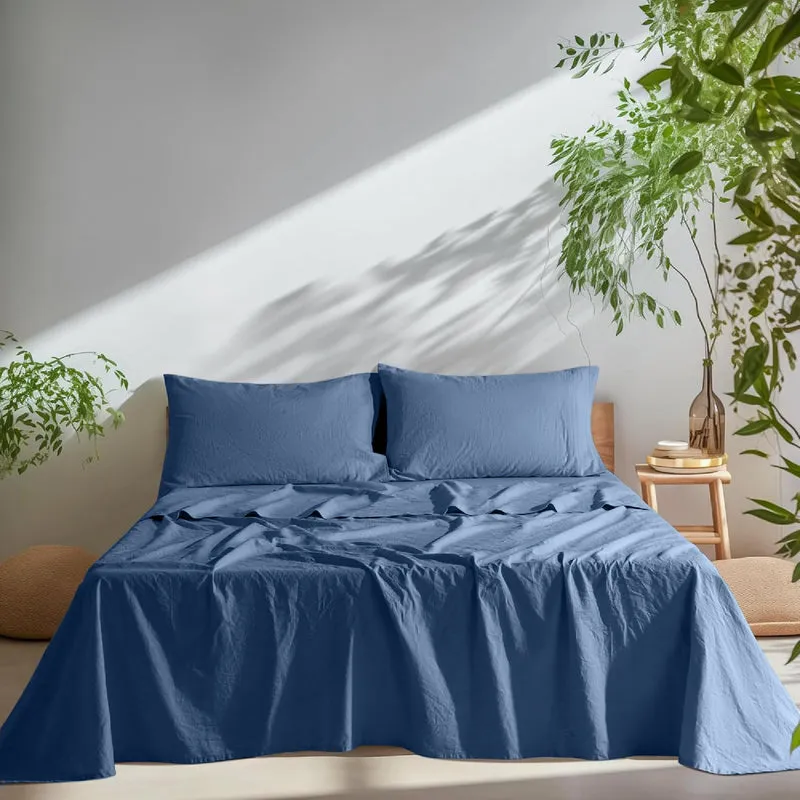 Sleep Comfy Satijn Katoen Dekbedovertrekset | Marineblauw
