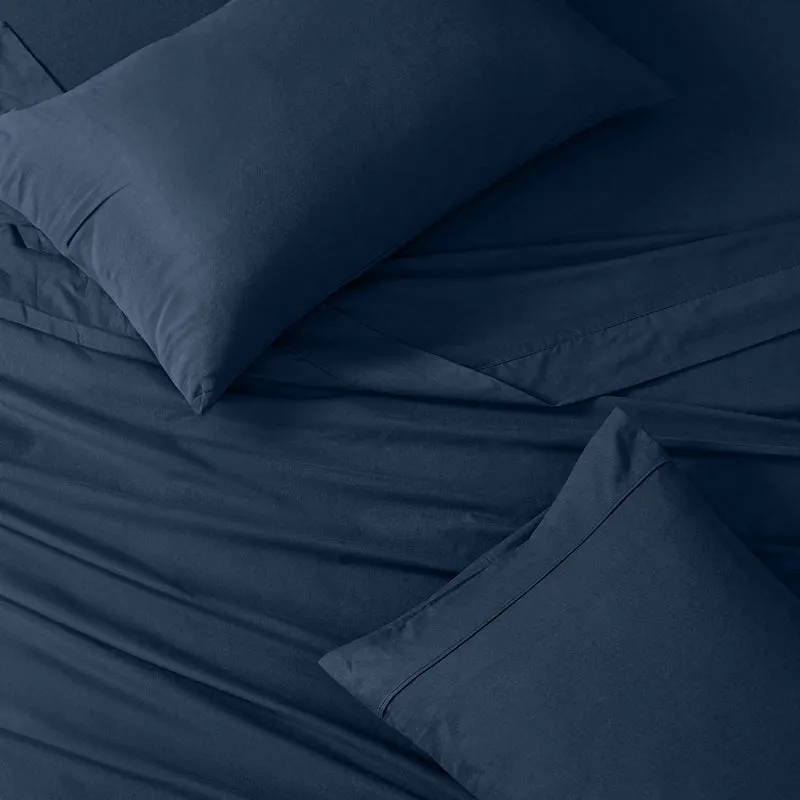 Sleep Comfy Satijn Katoen Dekbedovertrekset | Marineblauw