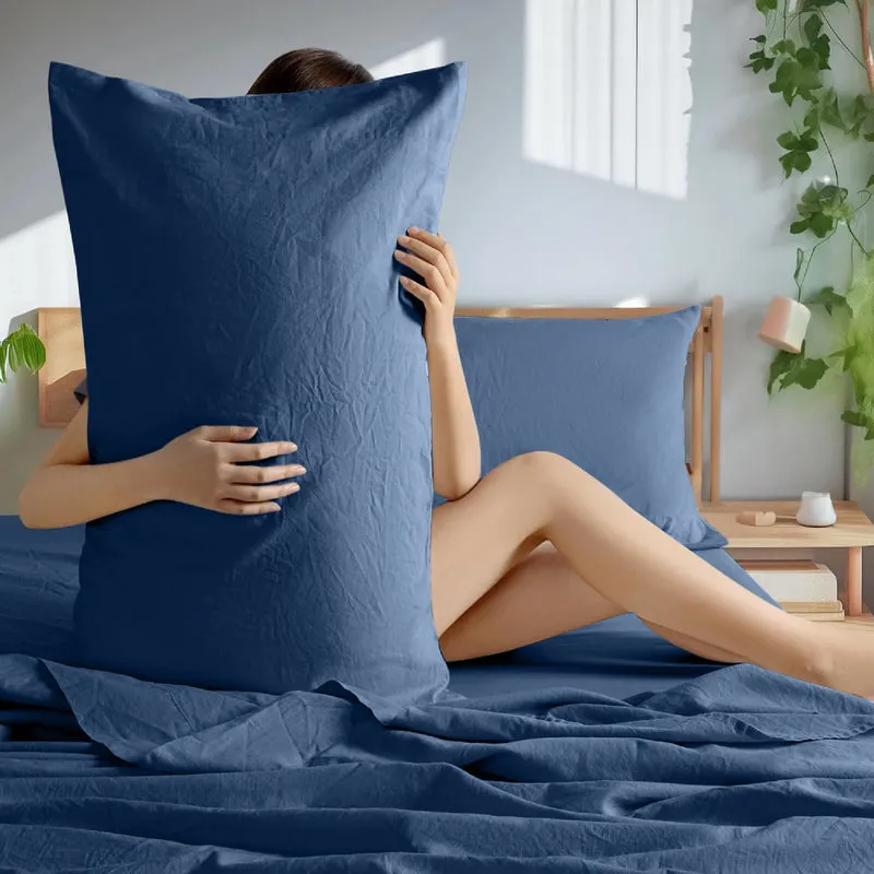 Sleep Comfy Satijn Katoen Dekbedovertrekset | Marineblauw