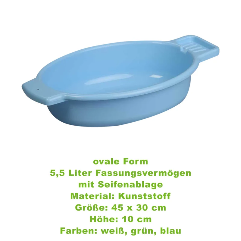 Behrend Waschschale, Seifenablage, oval, 5 Liter, 45x30x10cm, Farbwahl