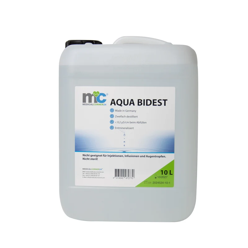 Bidestilliertes Wasser AQUA BIDEST, Laborwasser, Reinst-Wasser
