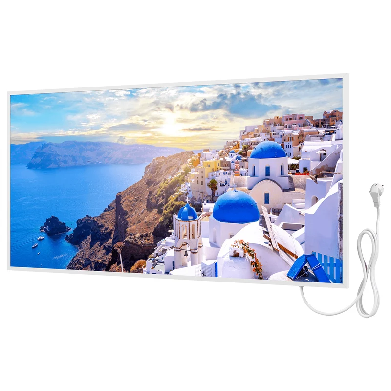 Bringer® Bild Infrarotheizung mit Rahmen - Santorini, Griechenland
