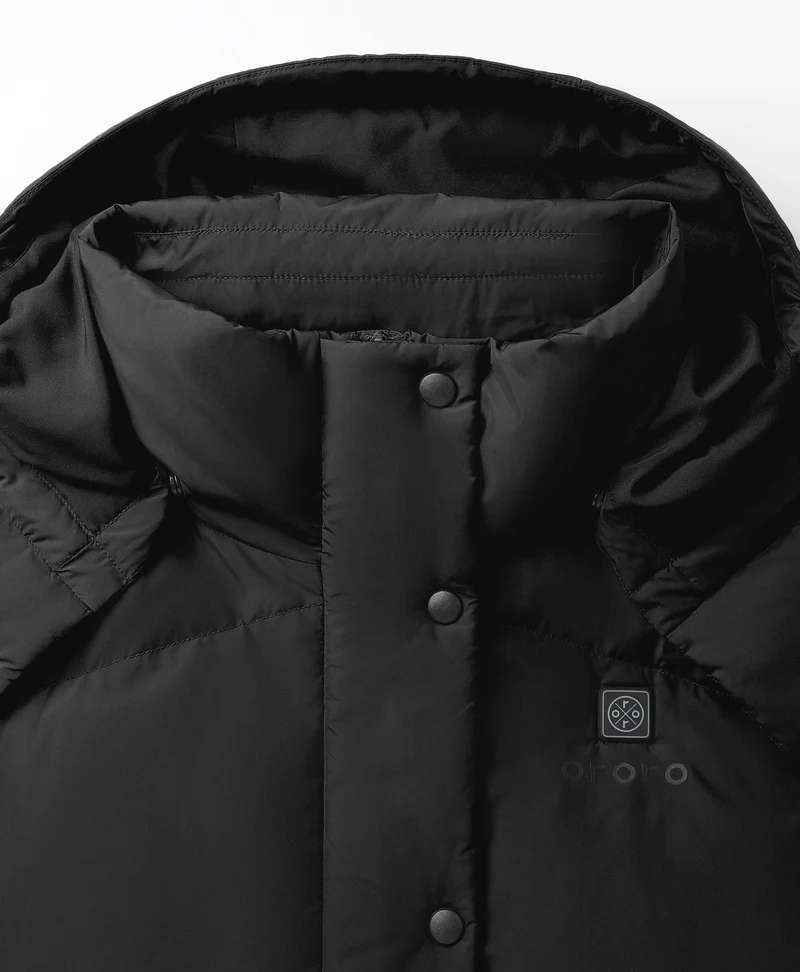 (Open-Box) Women's Heated Cropped Puffer Down Vest - Black / Red