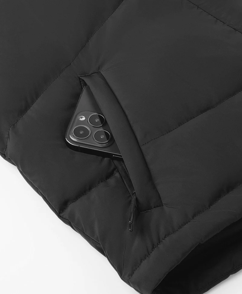 (Open-Box) Women's Heated Cropped Puffer Down Vest - Black / Red