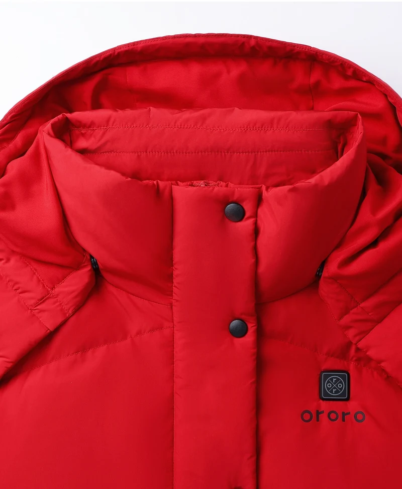 (Open-Box) Women's Heated Cropped Puffer Down Vest - Black / Red