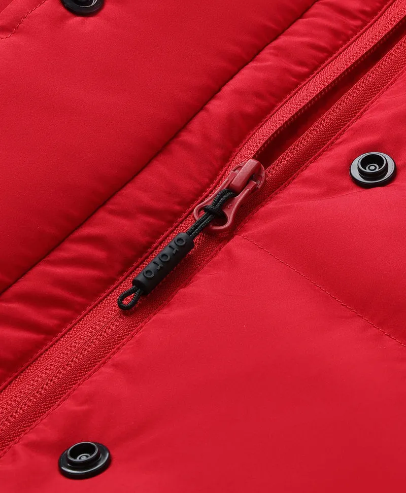 (Open-Box) Women's Heated Cropped Puffer Down Vest - Black / Red