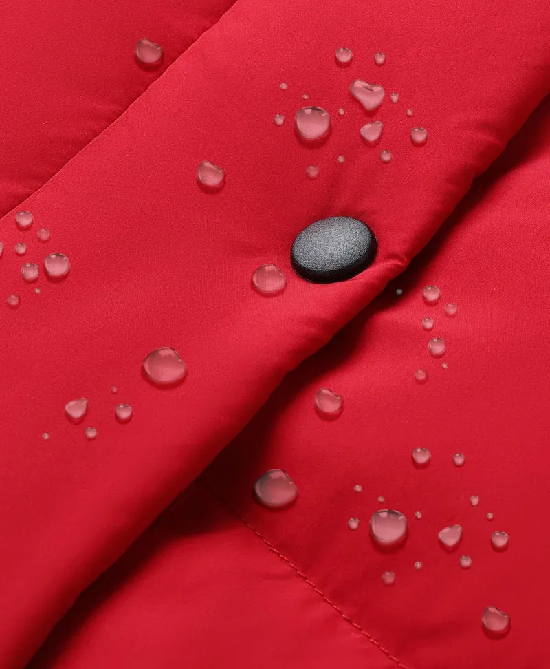 (Open-Box) Women's Heated Cropped Puffer Down Vest - Black / Red