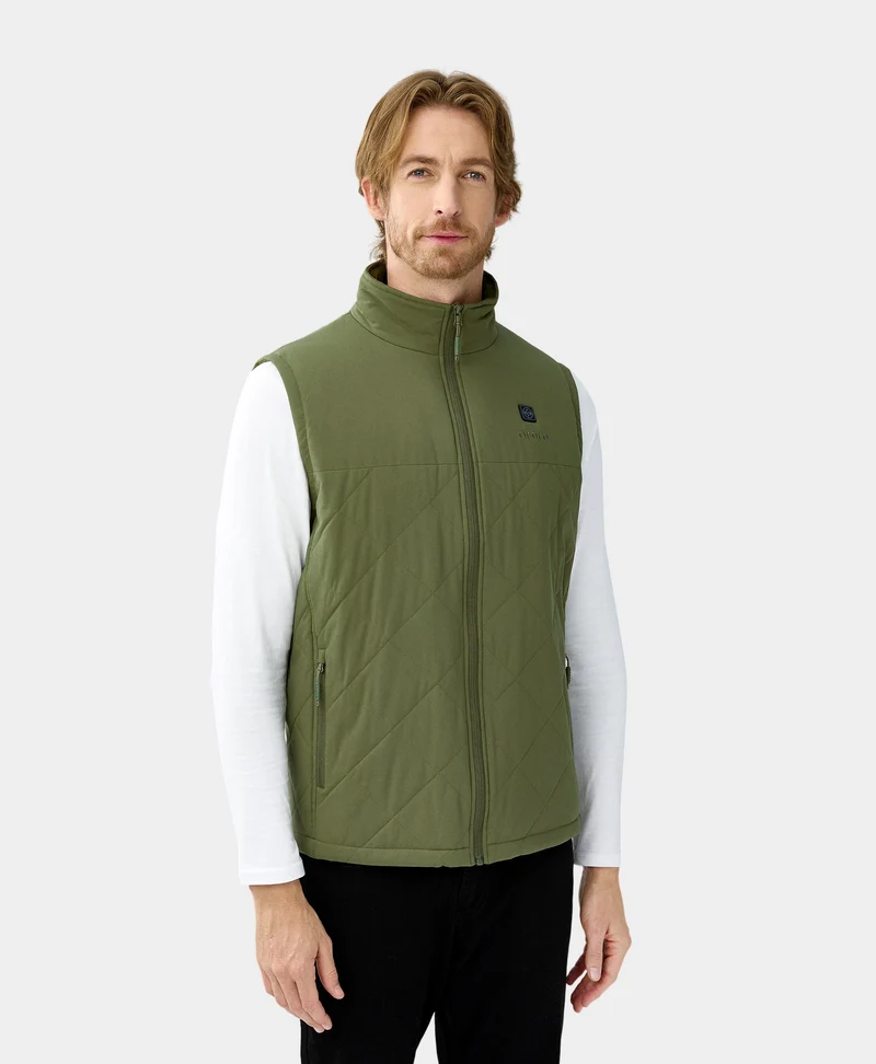 (Open-box) Men's Heated Quilted Vest - Blue/Black/Green