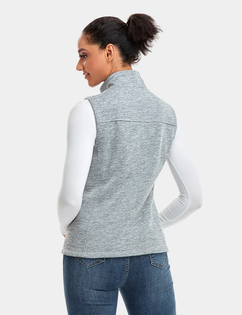 (Open-box) Women's Heated Fleece Vest - Grey/Red/Blue