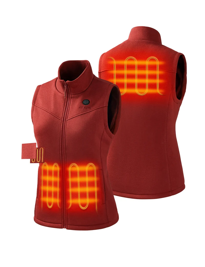 (Open-box) Women's Heated Fleece Vest - Grey/Red/Blue