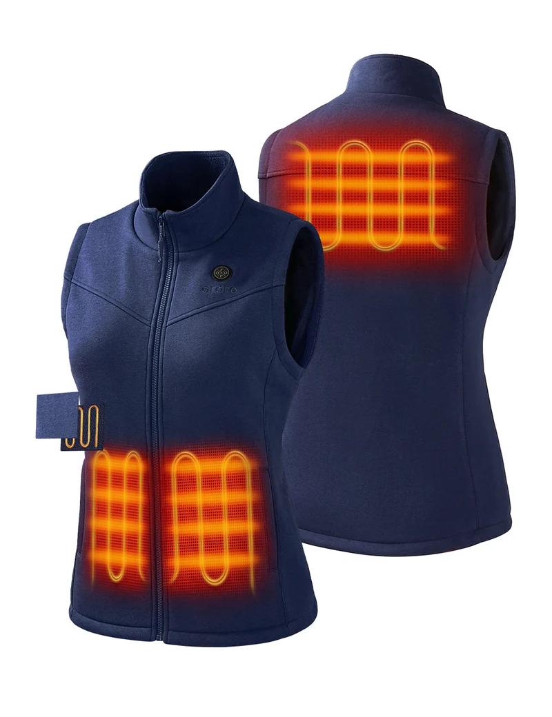 (Open-box) Women's Heated Fleece Vest - Grey/Red/Blue