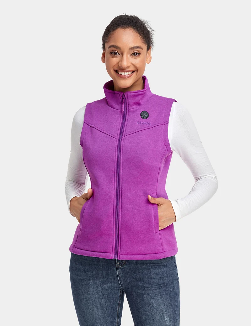 (Open-box) Women's Heated Fleece Vest - Grey/Red/Blue