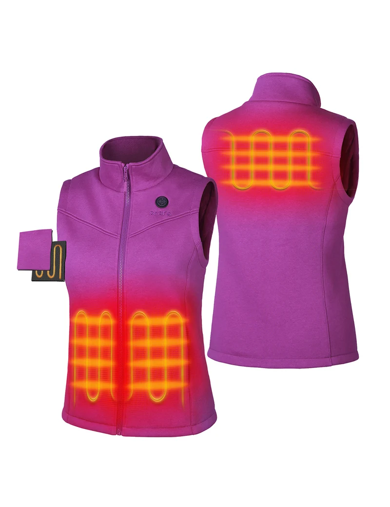 (Open-box) Women's Heated Fleece Vest - Grey/Red/Blue