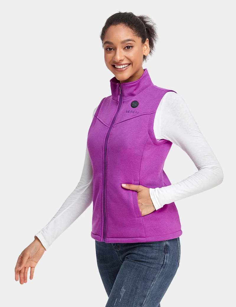 (Open-box) Women's Heated Fleece Vest - Grey/Red/Blue