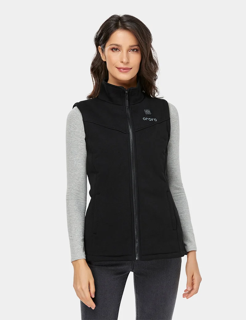 (Open-box) Women's Heated Fleece Vest - Black