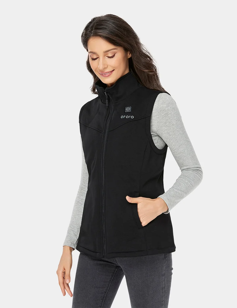(Open-box) Women's Heated Fleece Vest - Black