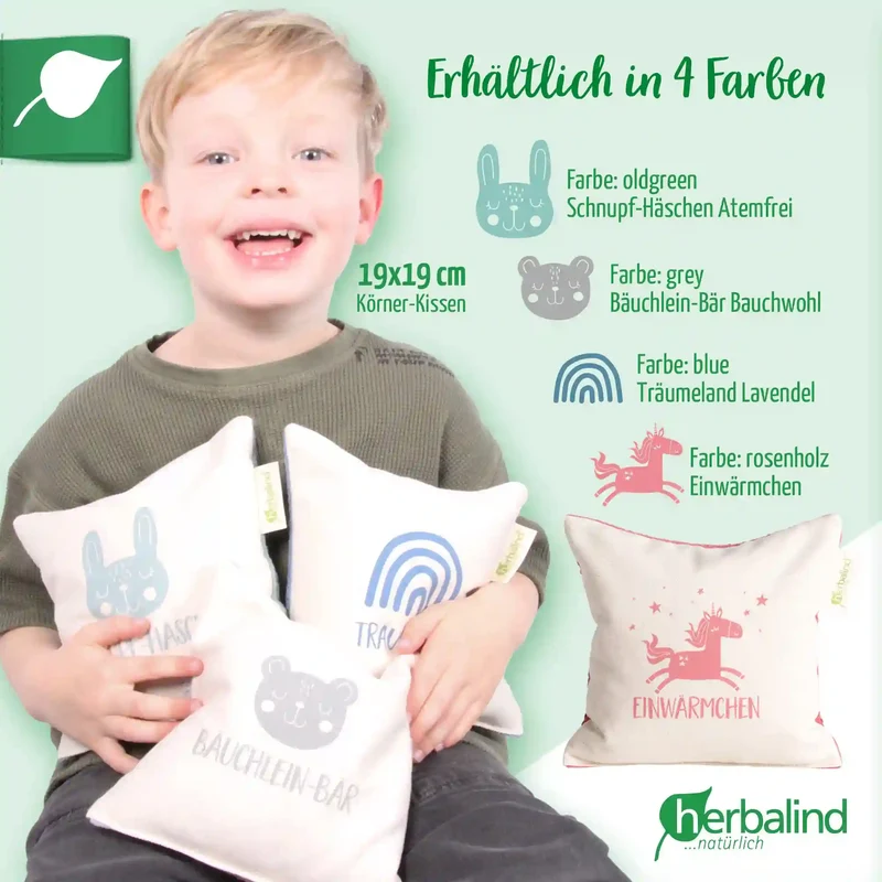 Körnerkissen Kinderkissen mit Lavendel 19x19cm, "Träumeland", Waffel-Pique Blau