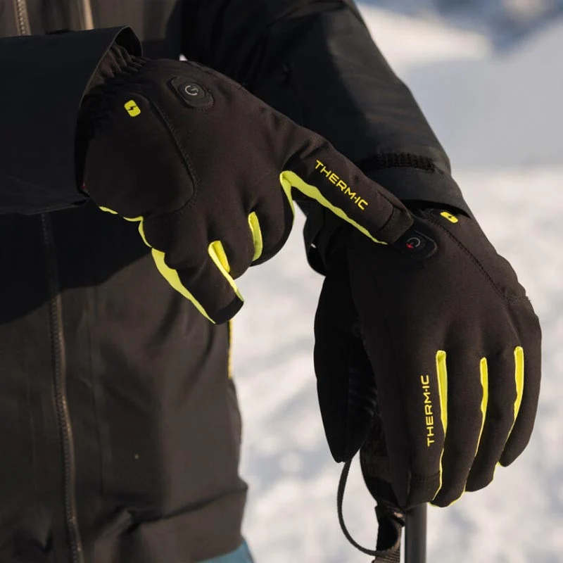 Heated ski gloves - Powergloves Ski Light Boost black/yellow