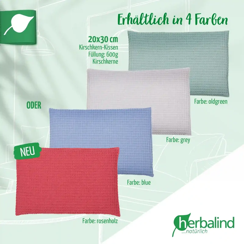 Kirschkernkissen 20x30cm, Waffel-Pique Grau