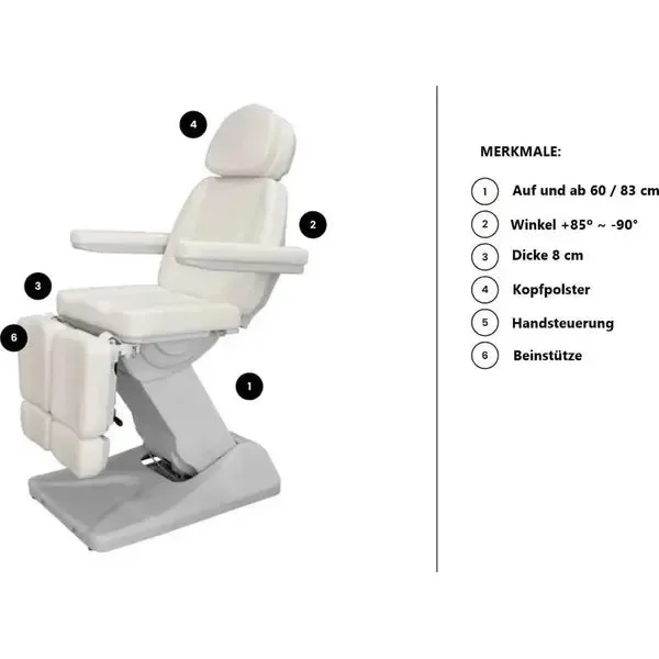 Fußpflegestuhl elektrisch 3 Motoren, Pediküre stuhl, Podologiestuhl Solstice