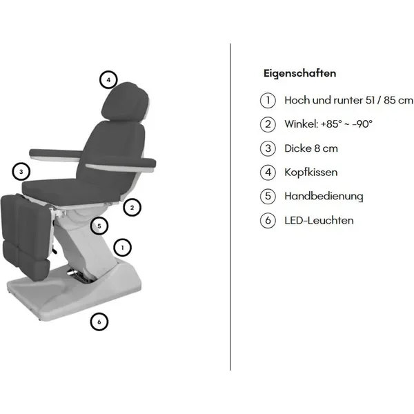 Fußpflegestuhl elektrisch 2 Motoren, Pediküre stuhl, Podologiestuhl Solstice