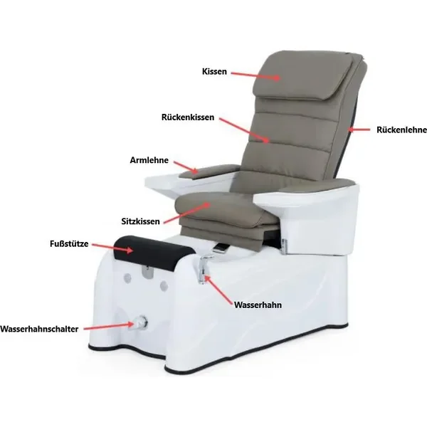 SPA Pediküre Sessel, Pediküre Stuhl mit Waschbecken mit Shiatsu Massagesystem und Fußwanne, Ease Luxus-Pediküre-Stuhl