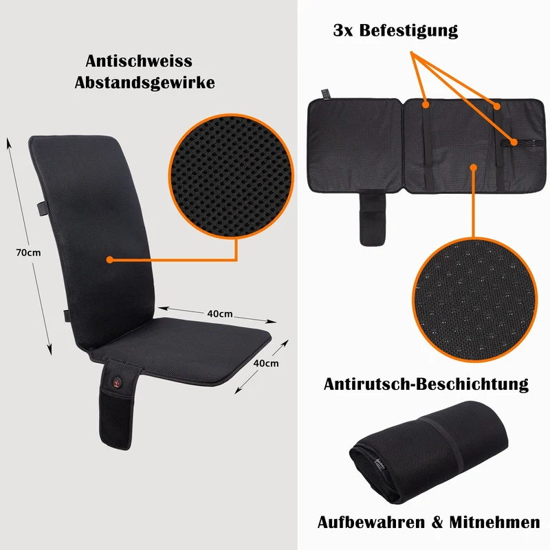 Mobile Beheizbare Sitzauflage 40x110cm – Akku- & Netzbetrieb