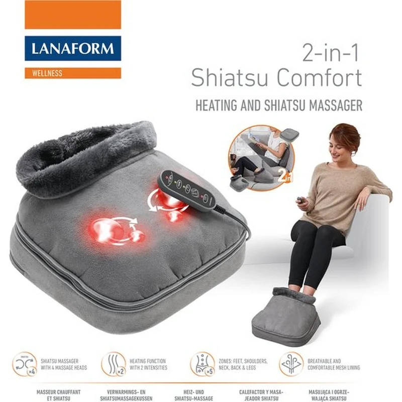 Lanaform 2-in-1 Verwarmings- en Shiatsumassagekussen