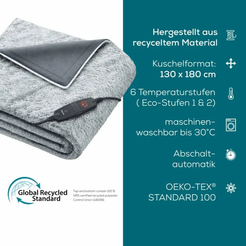 Wärmedecke Beurer HD 75 elektrisch, Maße: 180x130 cm