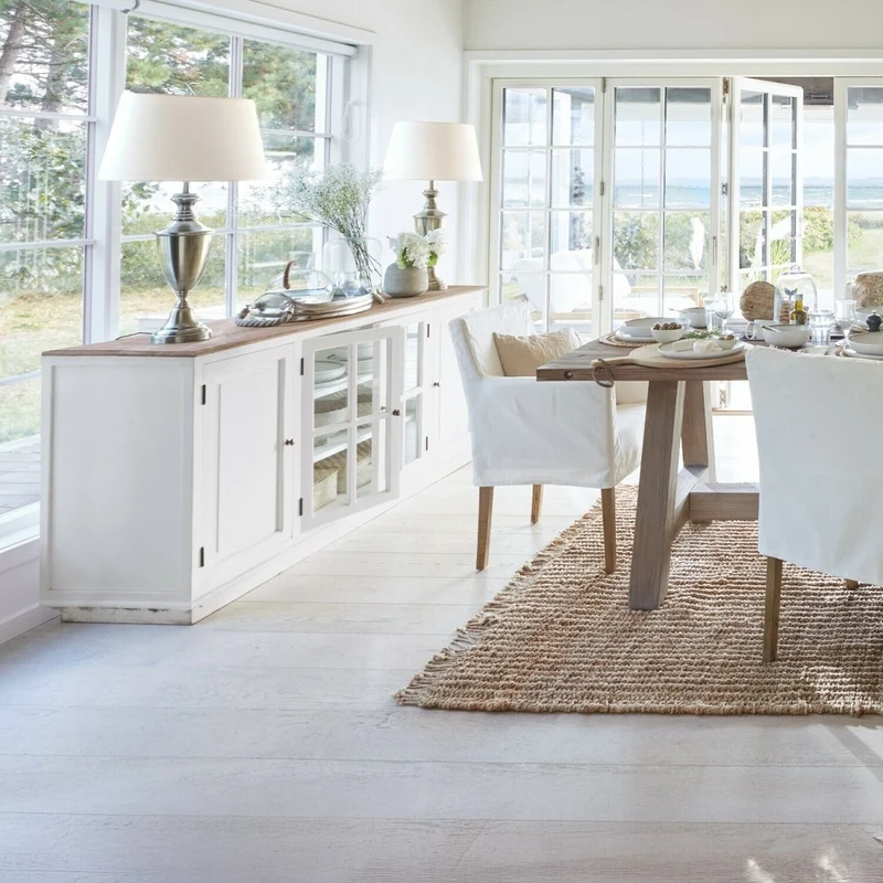 KOSTAN Sideboard – Massivholzschrank aus Mangoholz mit Glastüren im Landhausstil