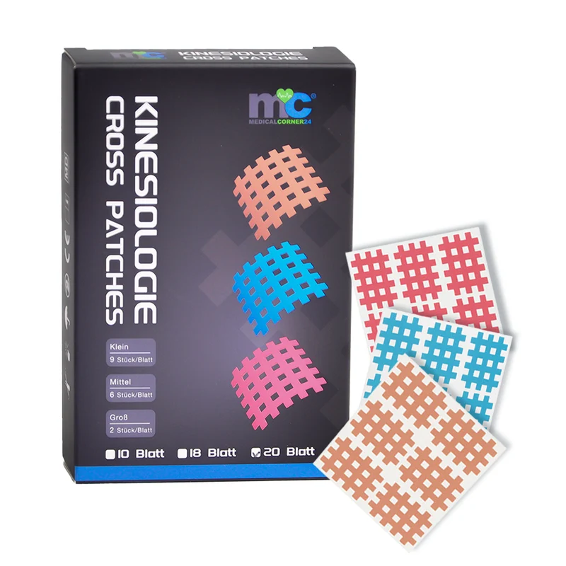 Medicalcorner24 Gittertapes – Cross Patches 3,6 x 2,8 cm, 18 Bögen à 2 Stück in 3 Farben