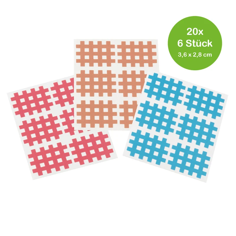 Medicalcorner24 Gittertapes – Cross Patches 3,6 x 2,8 cm, 20 Bögen à 6 Stück
