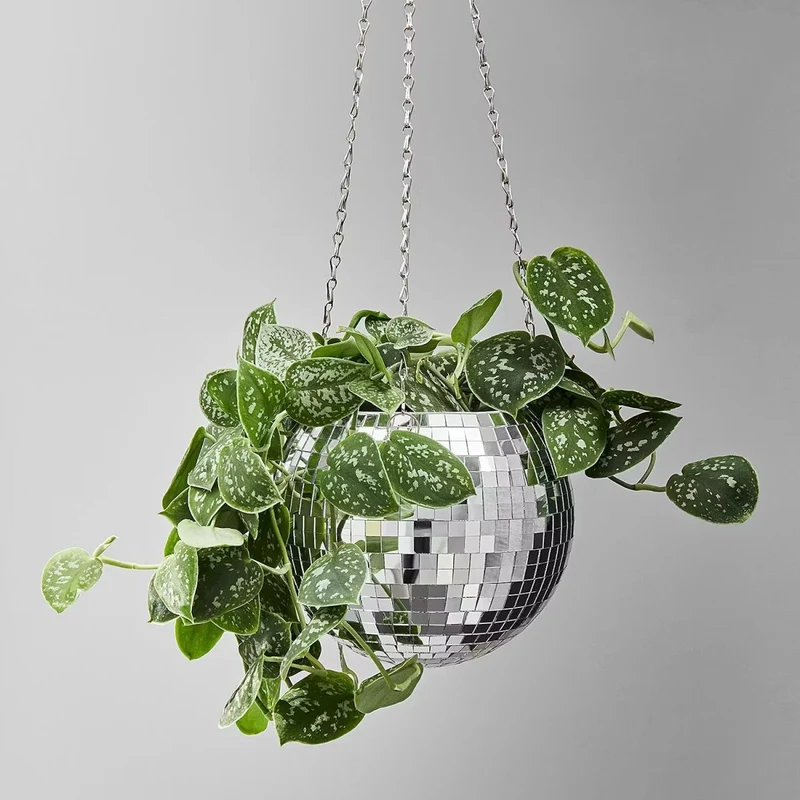 DISCO Blumenübertopf zum Hängen – DiscoBall Hängeblumentopf