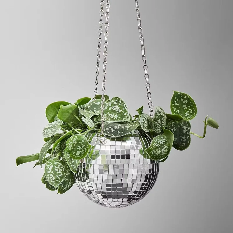 DISCO Blumenübertopf zum Hängen – DiscoBall Hängeblumentopf