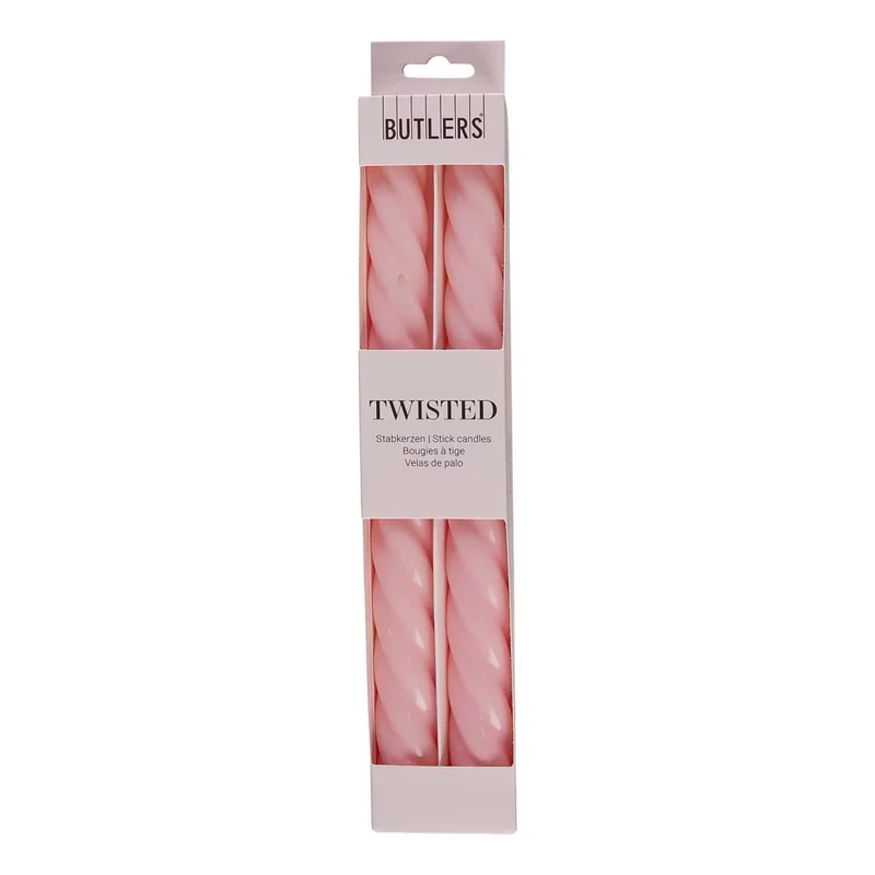 TWISTED Stabkerze 2er-Set – Gedrehte Dekostabkerzen in Pastellfarben