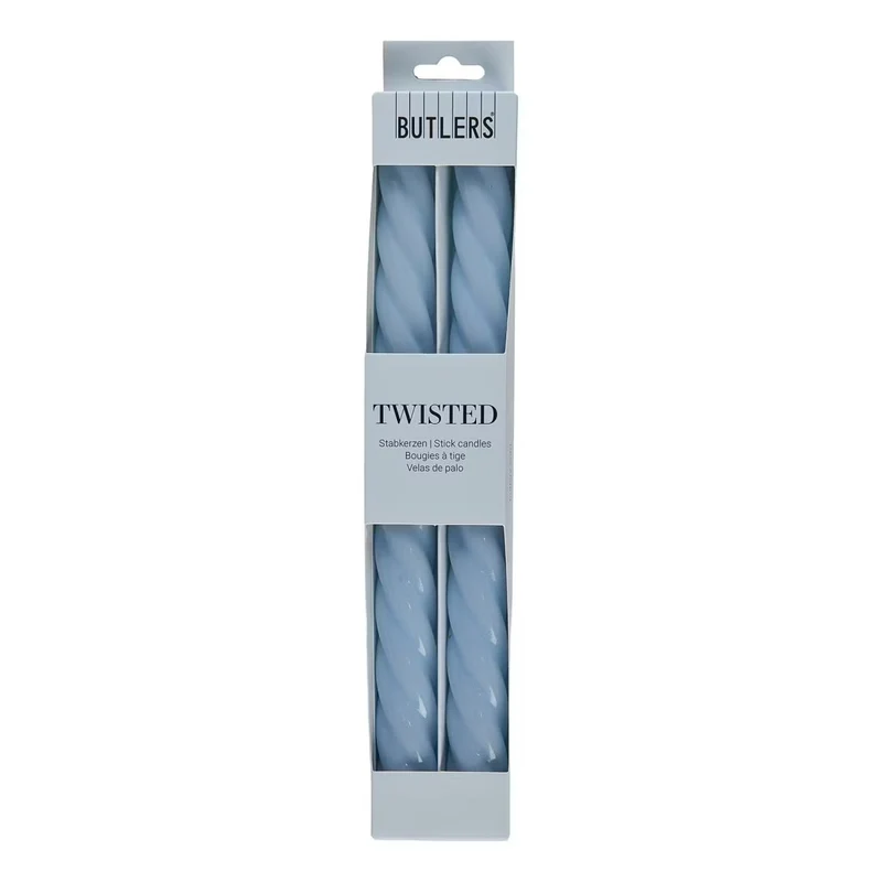 TWISTED Stabkerze 2er-Set – Gedrehte Dekostabkerzen in Pastellfarben