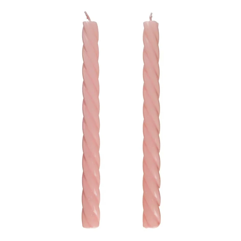 TWISTED Stabkerze 2er-Set – Gedrehte Dekostabkerzen in Pastellfarben