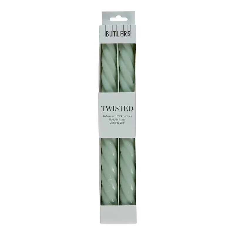 TWISTED Stabkerze 2er-Set – Gedrehte Dekostabkerzen in Pastellfarben