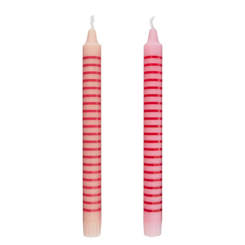 ART BOUGIE Stabkerze Streifen 2er Set – Trendige Streifen-Stabkerzen