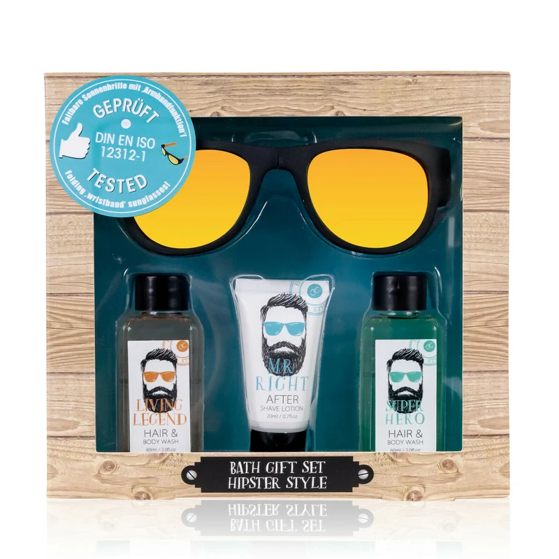 Accentra Körperpflegeset "Hipster Style" mit faltbarer Sonnenbrille