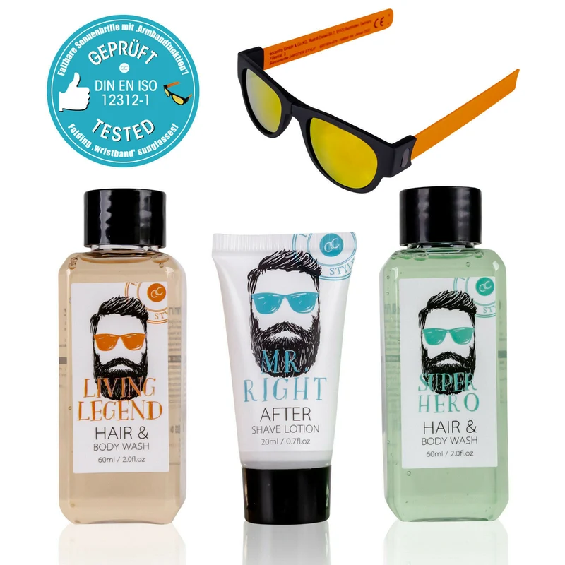 Accentra Körperpflegeset "Hipster Style" mit faltbarer Sonnenbrille