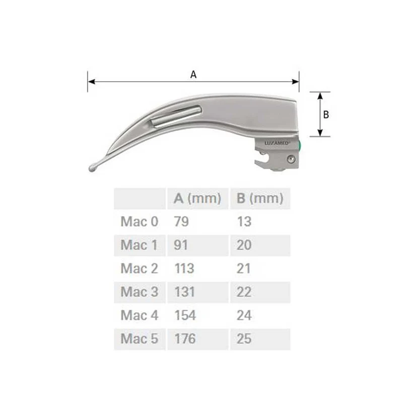 Luxamed F.O. Macintosh Spatel, auswechselb. Lichtleiter, 0-5